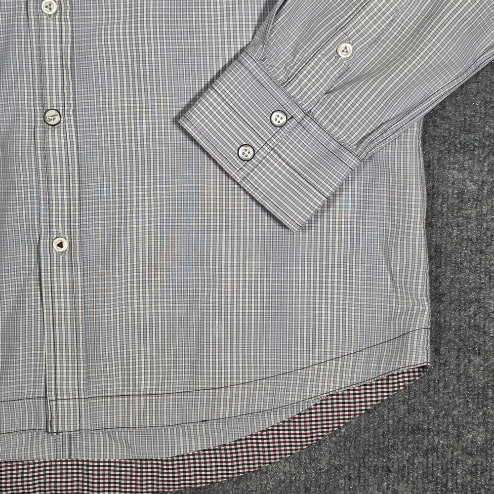 7 Diamonds Mens Grey Micro Check Western Button Down Shirt Med Embroidered Yoke - Picture 6 of 10